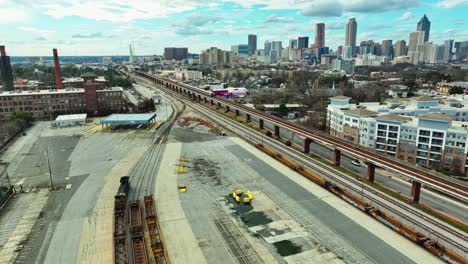 Roads-Under-Construction-In-The-City-Of-Atlanta-In-Georgia---Drone-Shot