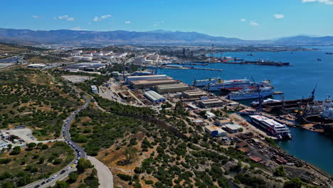 Hellenic-Petroleum-Industrial-Site-of-Elefsina-and-Onex-Elefsis-shipyards-from-above