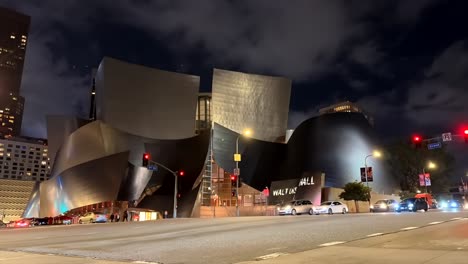 Walt-Disney-Hall-Zeitraffer-Bei-Nacht-Skyline-In-Der-Innenstadt-Von-Los-Angeles