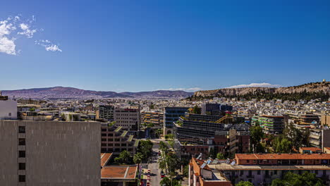 Zeitraffer-Athen-Stadtpanorama-Griechenland-Bewölkter-Bis-Klarer-Himmel-Zeitraffer