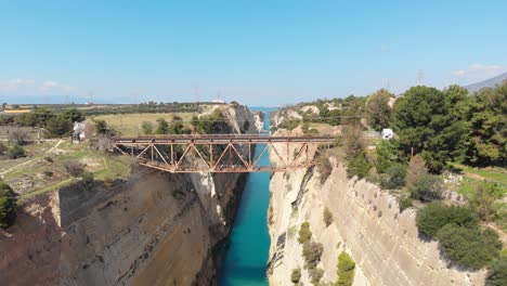 Sheer-Walls-With-Narrow-Passages-At-Corinth-Canal-In-Central-Greece