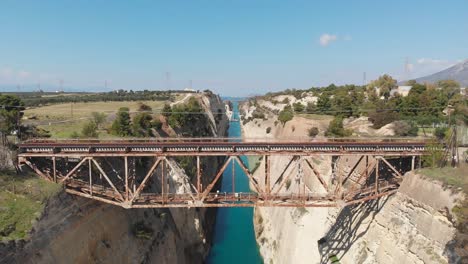 Flyback-Over-Sheer-Walls-Of-The-Narrow-Man-made-Corinth-Canal-In-Central-Greece