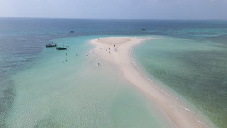 Sandbar-Beach-of-Kwale-Island-in-Zanzibar,-Indian-Ocean,-Aerial-Drone-View