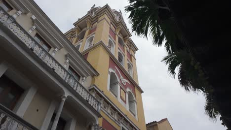 Main-facade-of-the-Cathedral-of-Saint-Catherine-of-Alexandria,-Cartagena-Cathedral,-Colombia