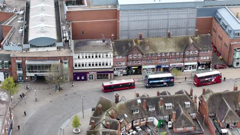 Busses-queuing--Solihull-West-Midlands-UK-drone,aerial