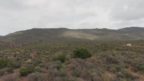 A-wide-drone-shot-of-a-forest-in-Cederberg,-Cape-Town