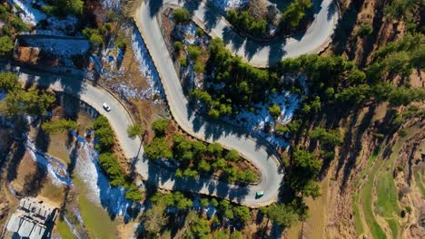 Top-shot-of-curvy-roads-of-Malam-Jabba-Swat-Valley-in-Pakistan-during-sunny-day