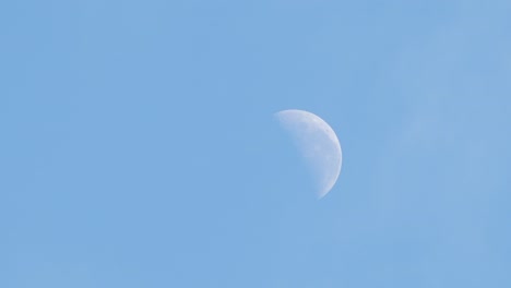 Half-Moon-Daytime-Blue-Sky-With-Clouds-Timelapse-Australia,-Victoria,-Gippsland,-Maffra-Medium-Shot