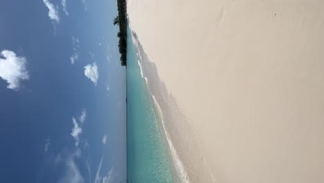 Videoaufnahme-Der-Wellen,-Die-Ans-Ufer-Kommen,-Vor-Blauem-Himmel