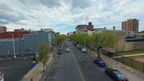 American-town-with-stores-and-homes-during-sunny-day