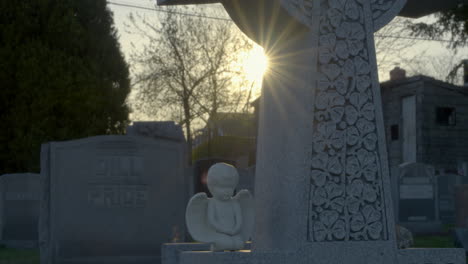 Sunset-over-NYC-Cemetery-Headstones