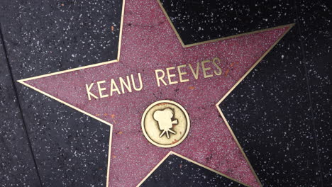 Keanu-Reeves-Star-on-Walk-of-Fame,-Hollywood-Boulevard,-Los-Angeles-USA