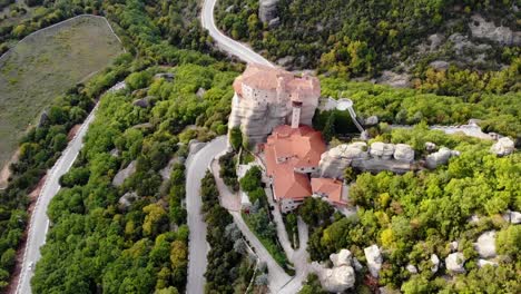 Beautiful-shot-of-a-monastery-built-on-a-rock