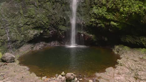 Drone-flight-over-waterfall-in-Madeira-Portugal