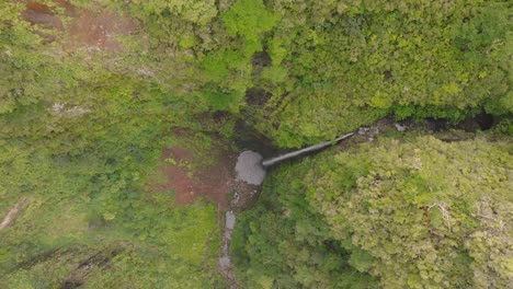 Drone-flight-over-waterfall-in-Madeira-Portugal