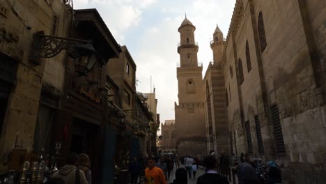 Walking-on-Crowded-City-Street-in-Cairo,-Egypt---Slow-Motion