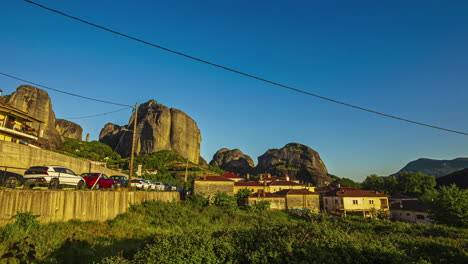 Kalambaka-Town-Villages-At-The-Foot-Of-The-Renowned-Meteora-Rocks-In-Greece