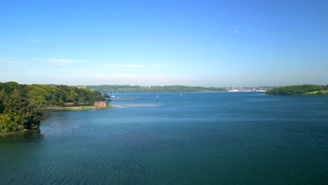 Aerial-shot-of-Strangford-Lough-in-County-Down,-Northern-Ireland