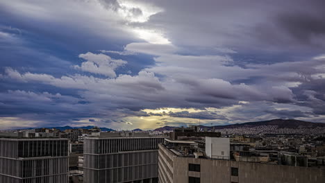 Acrópolis-Grecia-Atenas-Ciudad-Horizonte-Paisaje-Urbano-Time-lapse