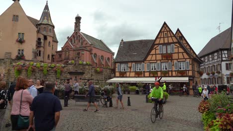 Main-place-to-see-near-central-Square-in-Eguisheim-Town-is-Chapelle-Saint-Léon-IX,-a-small-chapel-built-in-1895-and-dedicated-to-Pope-Leo-IX