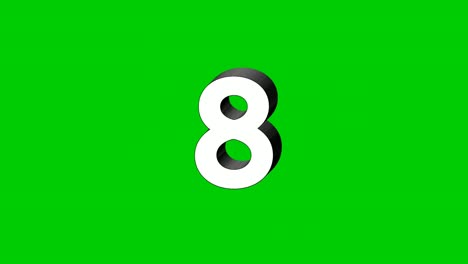 3D-Nummer-8,-Symbol-Für-Acht-Zeichen-Animation,-Bewegungsgrafik-Symbol-Auf-Grünem-Hintergrund,-Nummernanzeige-Auf-Rauch,-Cartoon-Videonummer-Für-Videoelemente