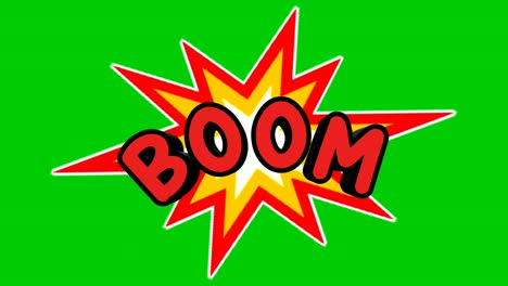 Boom-text-with-Star-burst-3d-motion-graphics-animation-on-green-screen