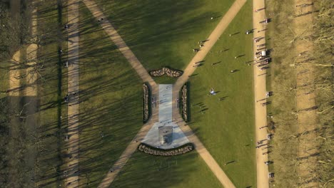 Bird's-Eye-View-Over-Jan-Kasprowicz-Park-In-Szczecin,-Poland---Drone-Shot