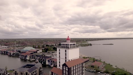 Aerial-of-De-Knar-recreational-port-at-the-Veluwemeer-with-pleasure-boats