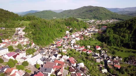 Panoramic-View-Over-Štramberk-Town-During-Summer-In-Czech-Republic---Drone-Shot