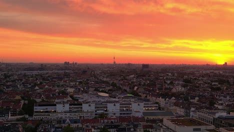 new-day-early-morning,-city-Berlin-Tv-Tower-orange-sky-sunrise