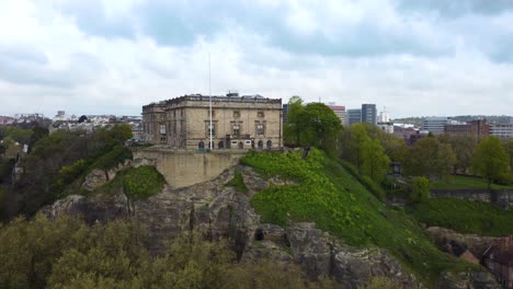 Weitwinkel-Drohnenaufnahme-Von-Nottingham-Castle