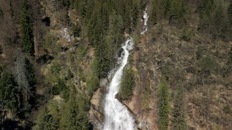 Nardis-waterfalls,-Trentino-in-Italy.-Aerial-backward