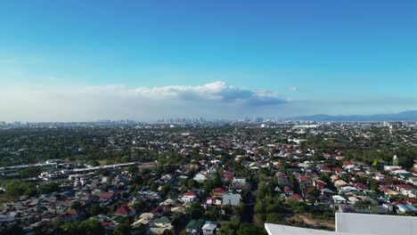 Aerial-View-Over-Suburbans-In-Alabang,-Las-Piñas,-Metro-Manila,-Philippines---Drone-Shot