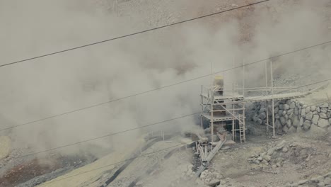 Billowing-Steam-Vents-In-Owakudani-Station-Near-Gondola-Lift-Station-In-Hakone,-Japan