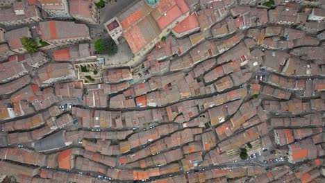 Top-Down-Aerial-View-of-Gangi,-Sicily,-Italy---Birds-Eye-Drone-Shot