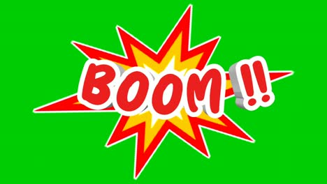 Boom-text-motion-graphics-animation-with-Star-burst-on-green-screen