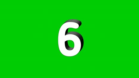 3d-Número-6-Seis-Símbolos-De-Signos-Animación-Icono-De-Gráficos-En-Movimiento-En-El-Fondo-De-La-Pantalla-Verde,-El-Número-Se-Revela-En-El-Humo,-Número-De-Video-De-Dibujos-Animados-Para-Elementos-De-Video
