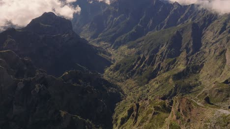 Drone-flight-over-the-mountains-in-Madeira-Portugal
