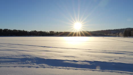 Beautiful-winter-morning-scene,-Arvidsjaur,-Lapland,-Sweden