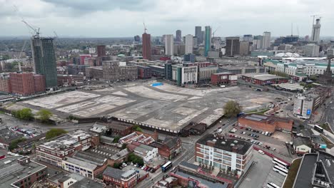 Drone-Descendente-Del-Centro-De-La-Ciudad-De-Birmingham,-Reino-Unido,-Antena