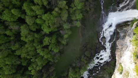 Waterfall-top-down-view-Seerenbach-Falls-Walensee,-Switzerland