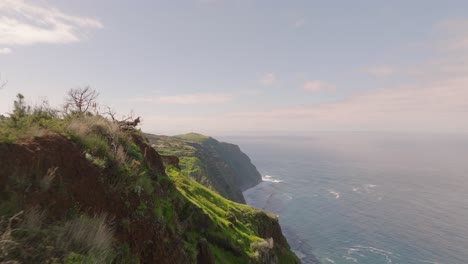 Drone-flight-over-the-cliffs-and-atlantic-ocean-in-Madeira-Portugal