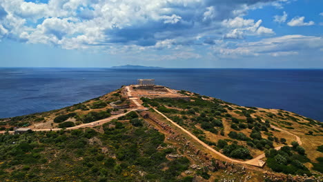 Archaeological-site-of-Cape-Sounio-with-ruins-of-Temple-of-Poseidon,-Attica,-Greece