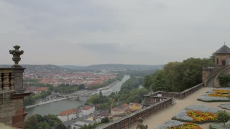 Scenic-panorama-of-Bamberg-cityscape-with-river-and-lush-greenery,-captured-from-a-historic-vantage-point