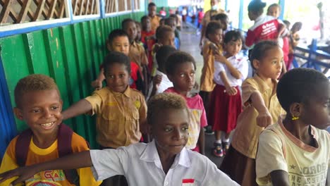 Children-of-mixed-Asian-and-black-race-Indonesia-outside-classroom