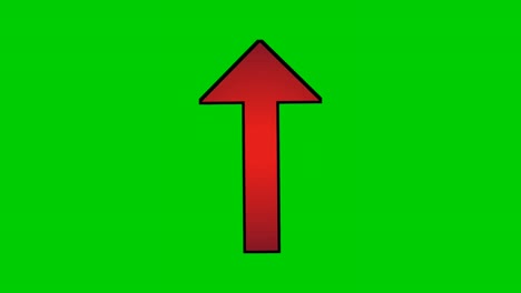 Up-Arrow-sign-symbol-animation-on-green-screen,-motion-graphics-red-color-cartoon-arrow-pointing-4K-animated-image-video-overlay-elements