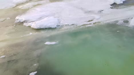 Frühlingseisdrift-Auf-Einem-Großen-Fluss-In-Jakutien-Von-Einer-Drohne-Aus
