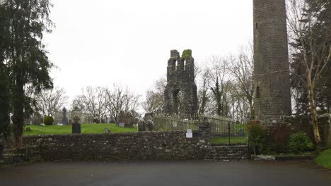 Donaghmore-Cemetery-And-Round-Tower-Northeast-Of-Navan-In-County-Meath,-Ireland