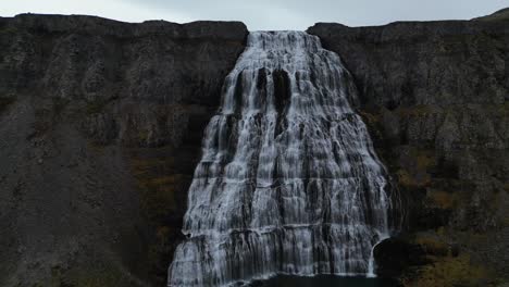 Drone-shot-of-Dynjandi-waterfall-in-Iceland-during-winter-in-the-morning