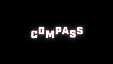 4K-text-reveal-of-the-word-"compass"-on-a-black-background